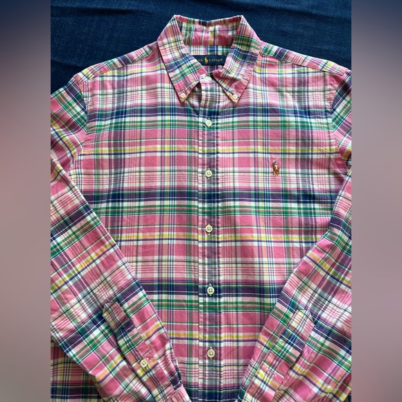 Ralph Lauren Polo Pink Plaid Long Sleeved Button Up Shirt Size Medium - Picture 9 of 11